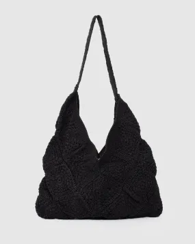 Black Keira Crochet Shoulder Bag