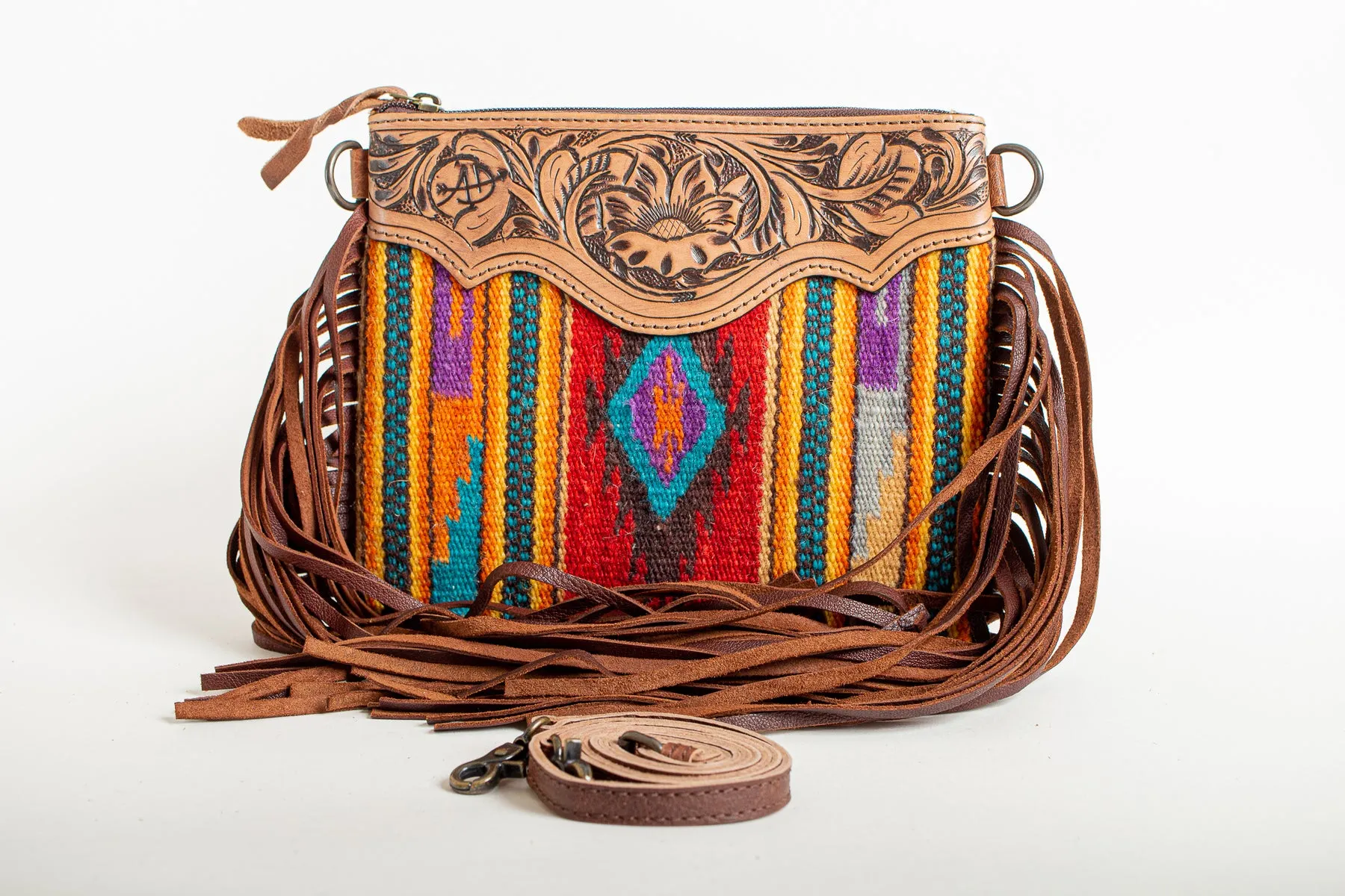 Blanket Stitch Handbag with Fringe