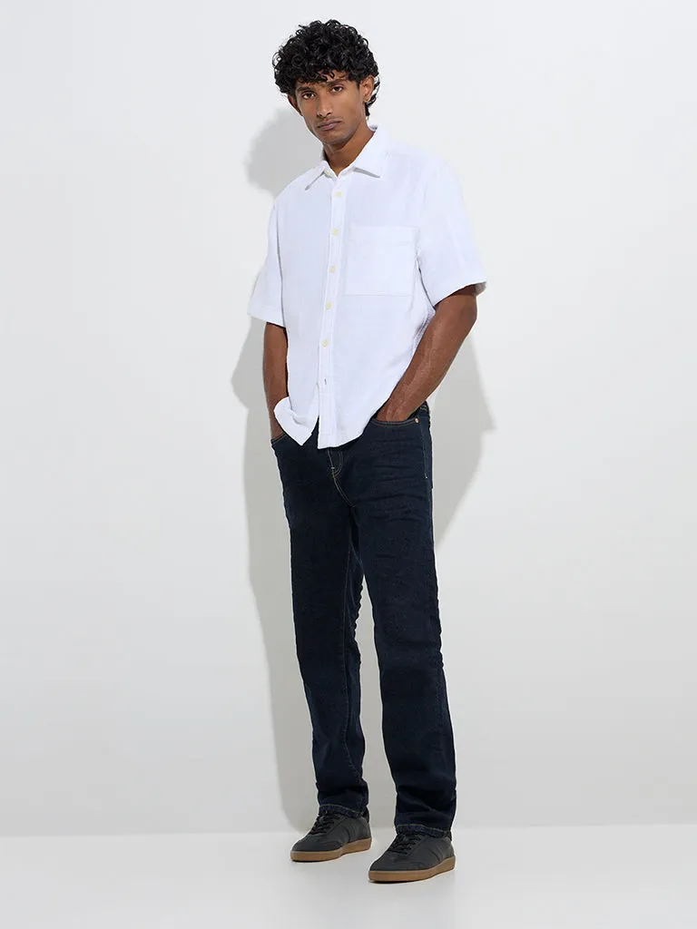 Buy WES Casuals Dark Blue Relaxed - Fit Mid - Rise Denim Jeans from Westside