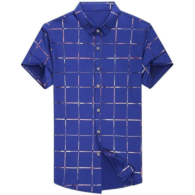 Casual Summer Plaid Shirt For Men - Short Sleeves