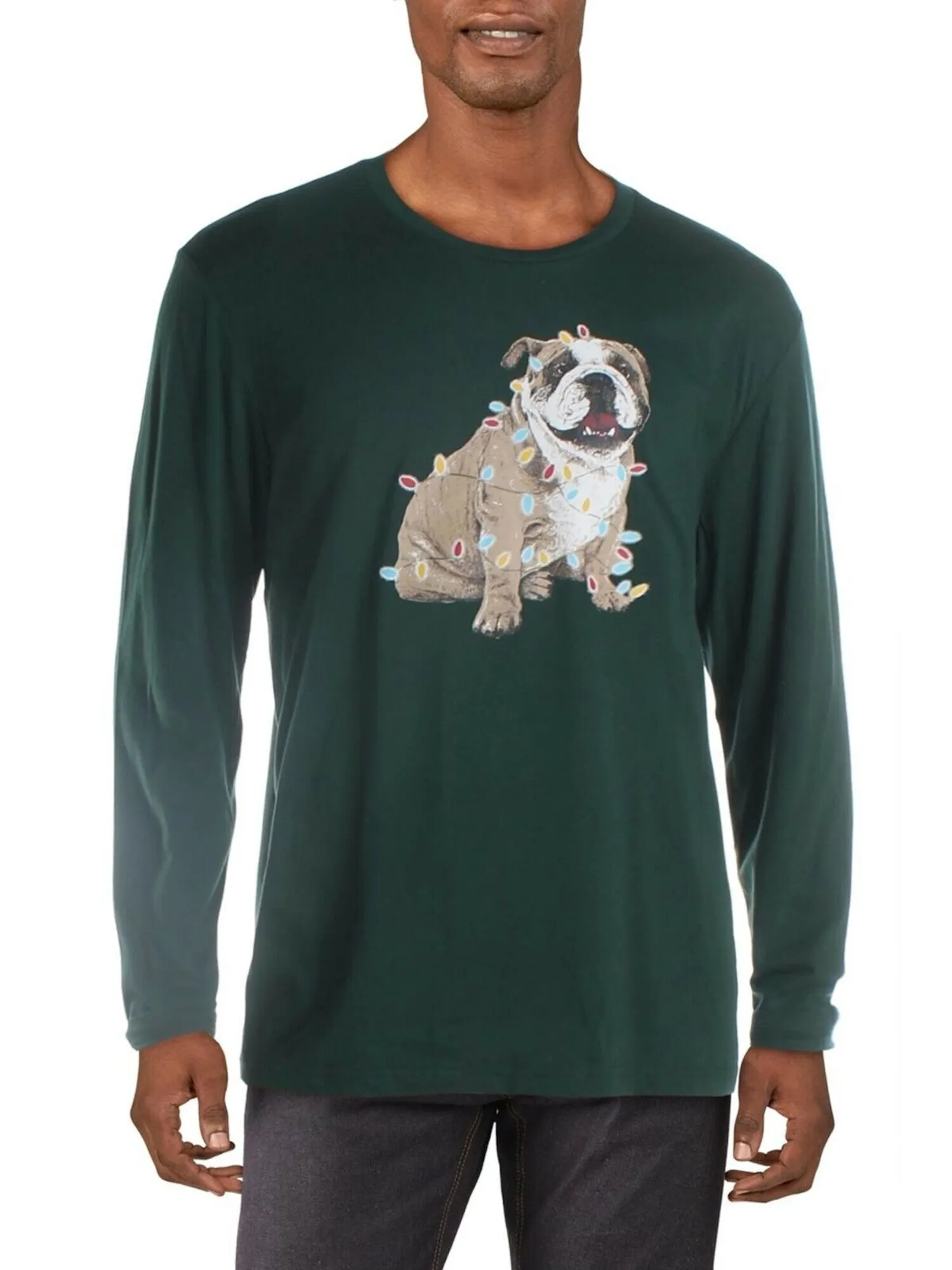 CLUBROOM Mens Green Graphic Cotton T-Shirt