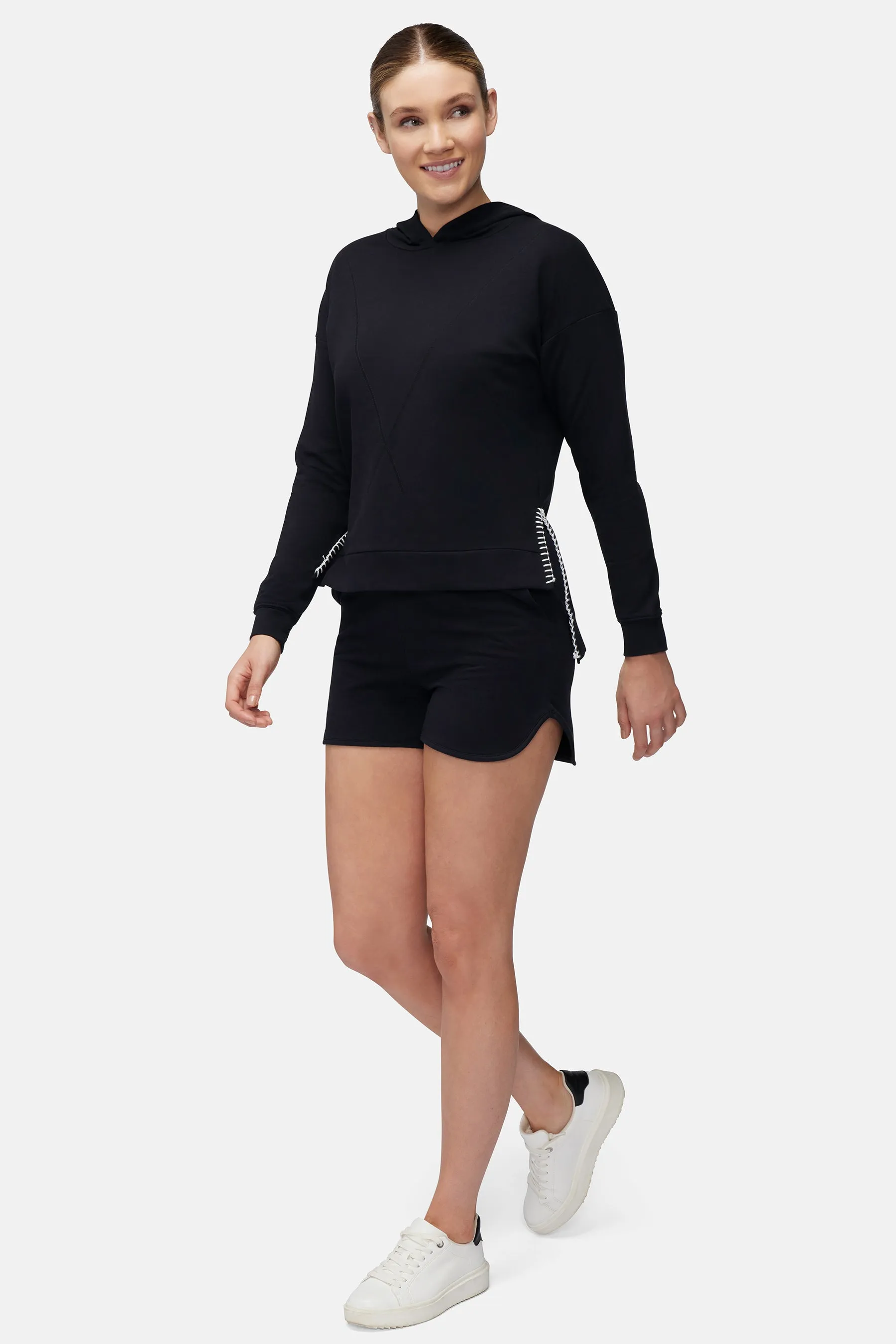 Contrast Stitch Hoodie | Black Beauty