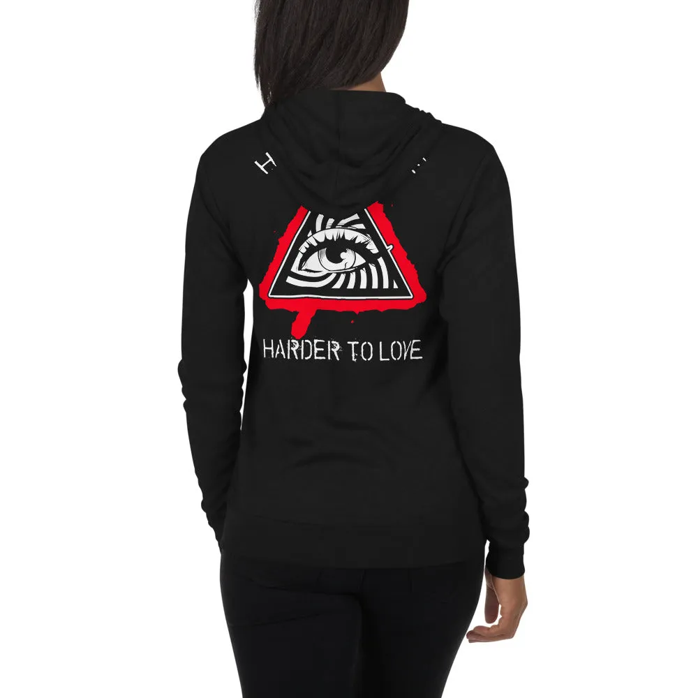 HARD TO LIVE, HARDER TO LOVE (Unisex Zip Hoodie)