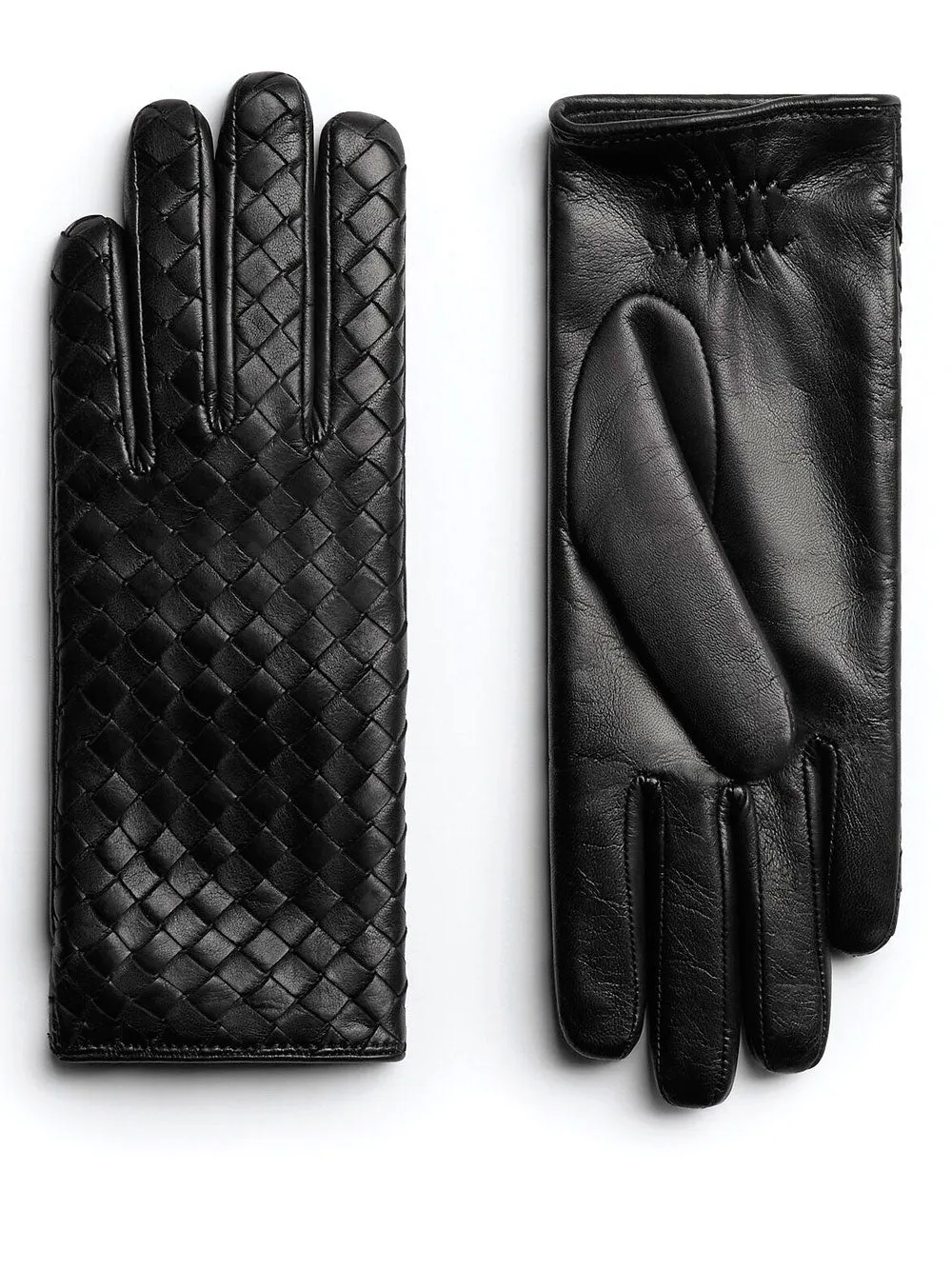 Intrecciato leather gloves