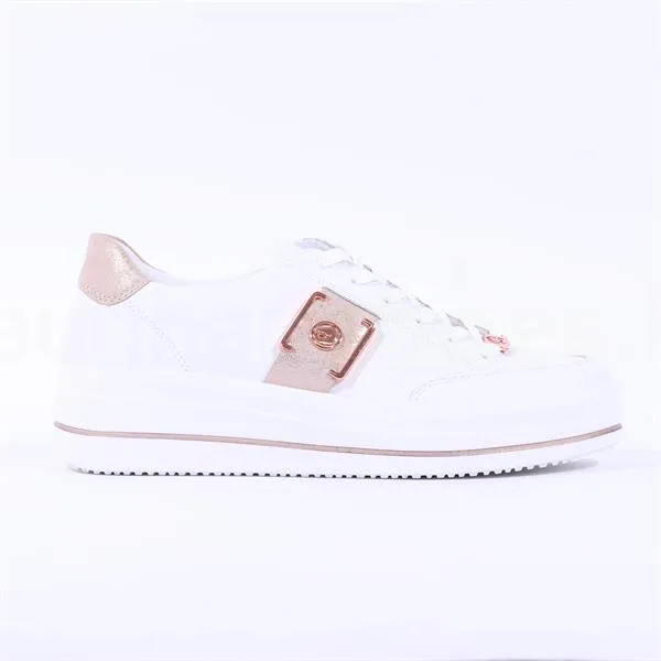 Laced Platform Trainer - White Rose Gold