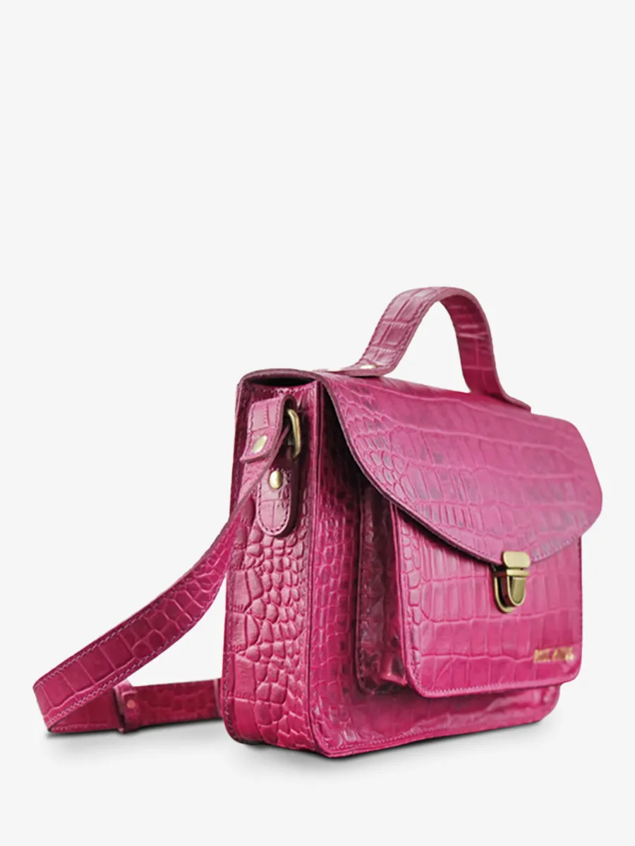 leather hand bag for woman Pink - Mademoiselle George Alligator Cocktail Tourmaline | PAUL MARIUS
