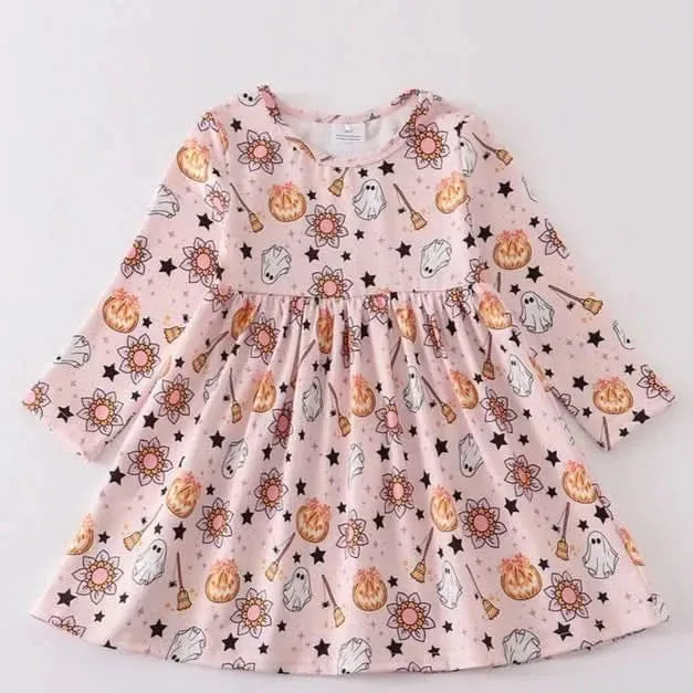 Pink Pumpkin Graphic Dress (1-6y) - Pink