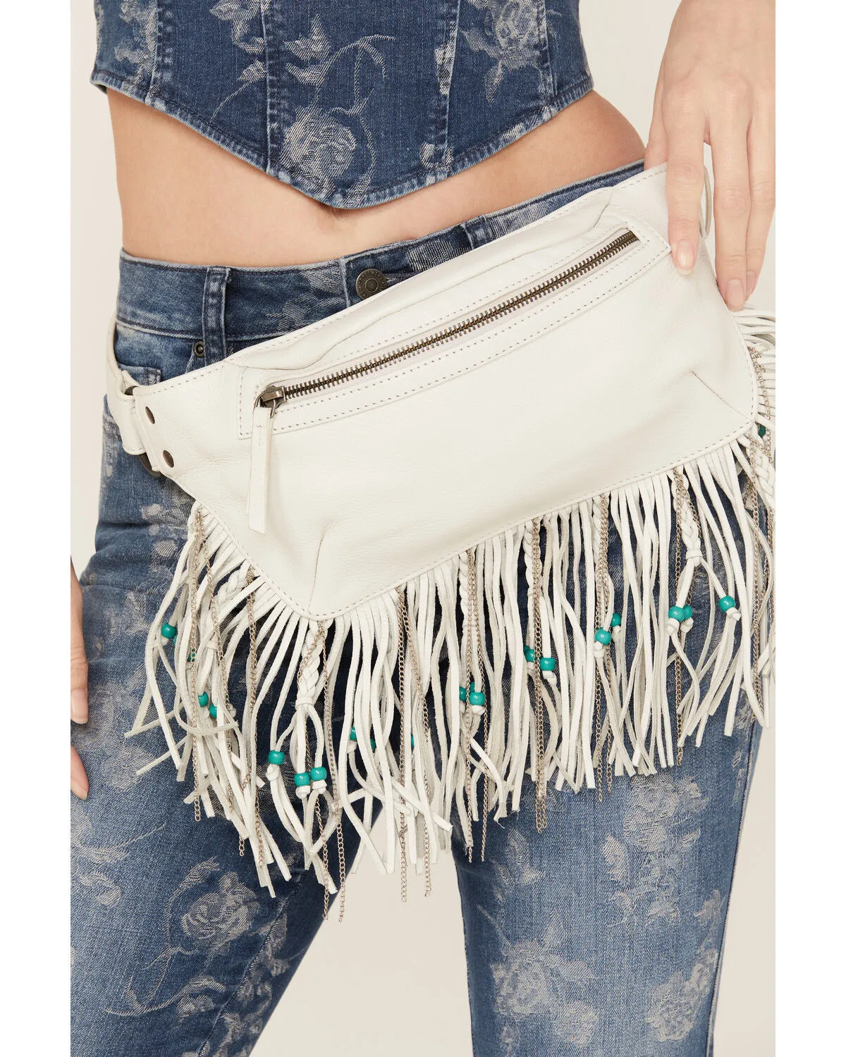 Product Name:  Idyllwind Women's White Jennings Beaded Fringe Crossbody Bag