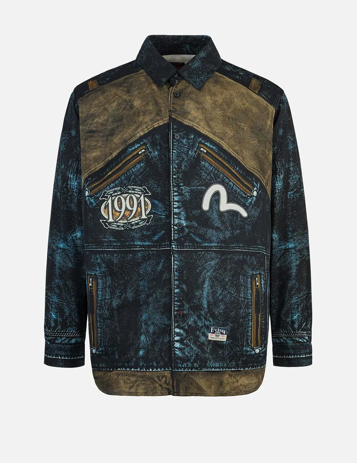 Replicate Biker Print Relax Fit Long-Sleeve Shirt