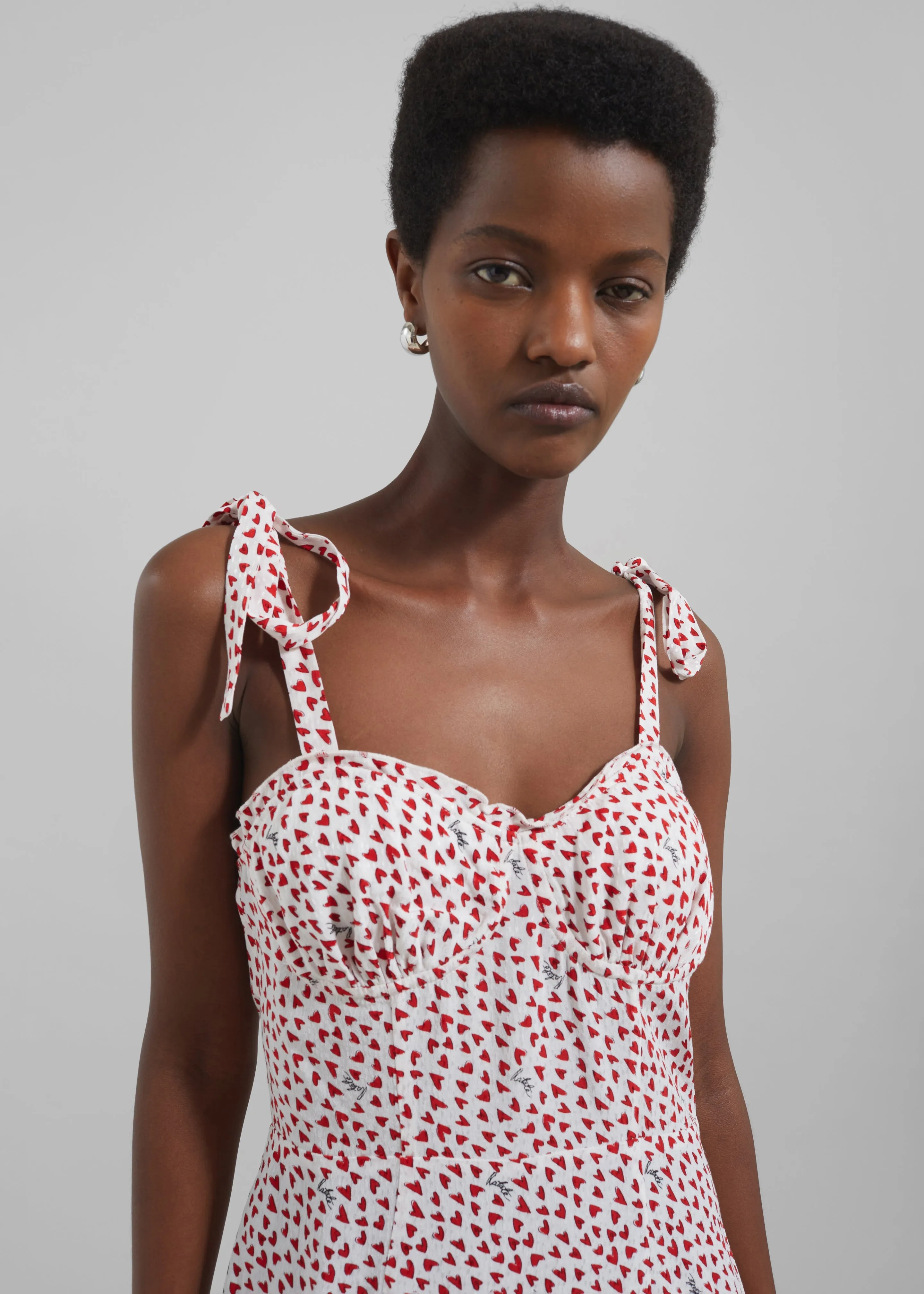 Rotate Printed Mini Ruffle Dress - Happy Hearts/Bright White Comb