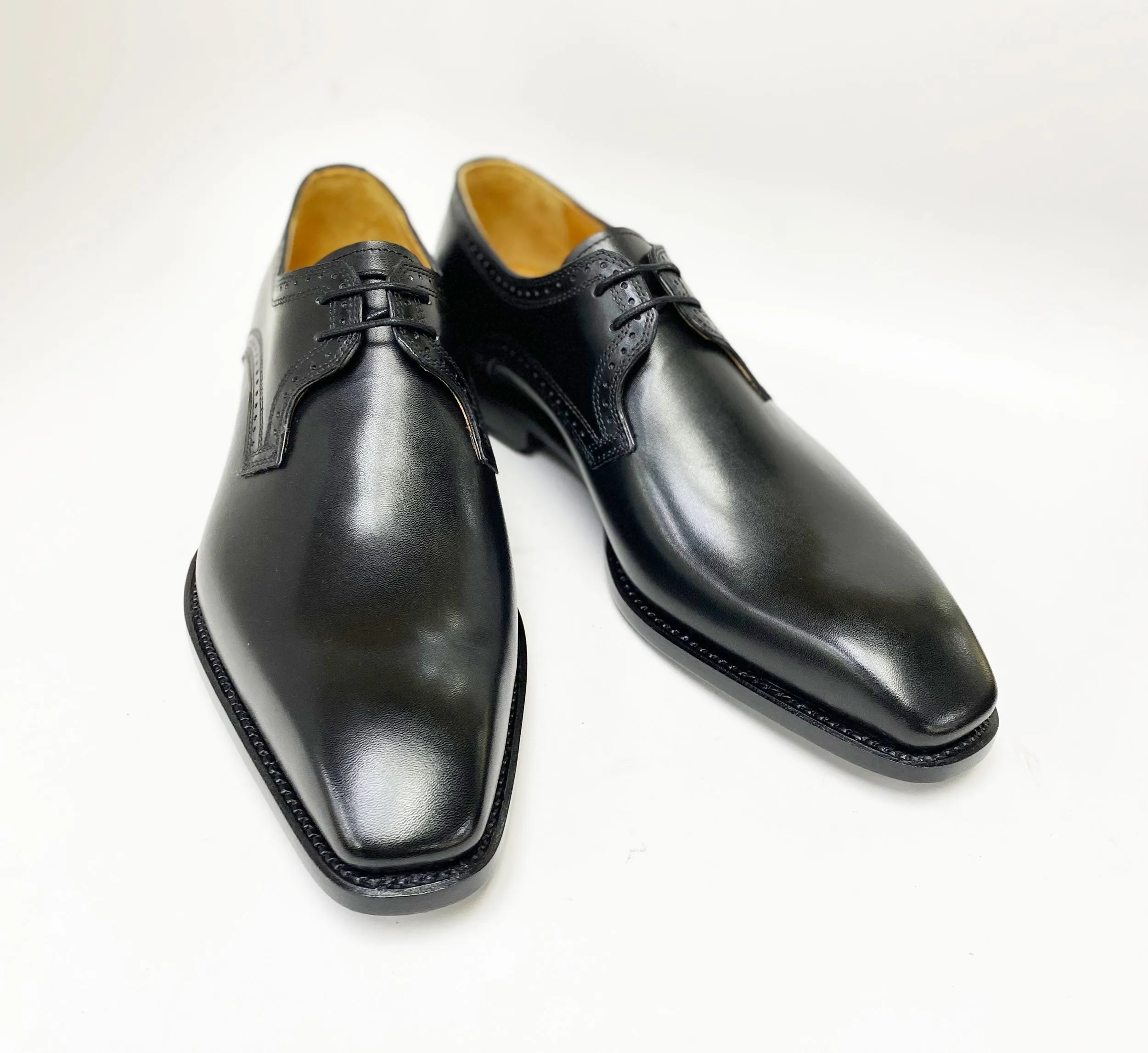 Scott Burnished Calfskin Lace-Up Blucher Oxford Black