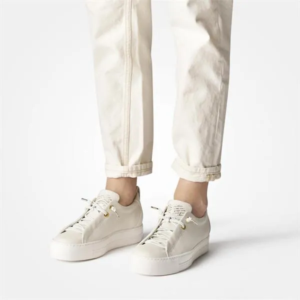 Super Soft Platform Trainer - Ivory Gold Leather
