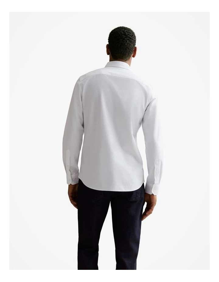 Tailored Fit Cotton Tr Oxford Shirt in White