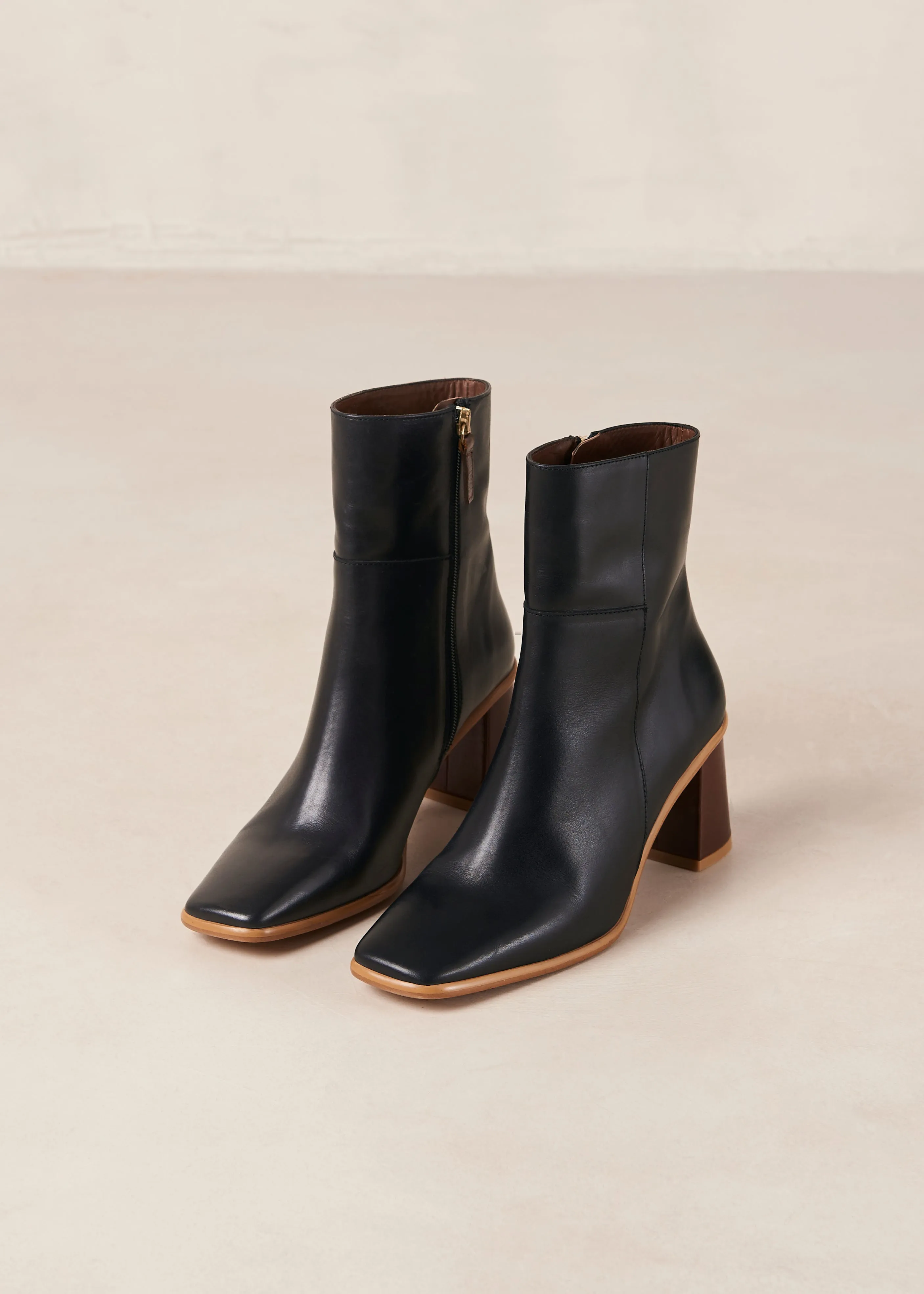 West Vintage Black Leather Ankle Boots  